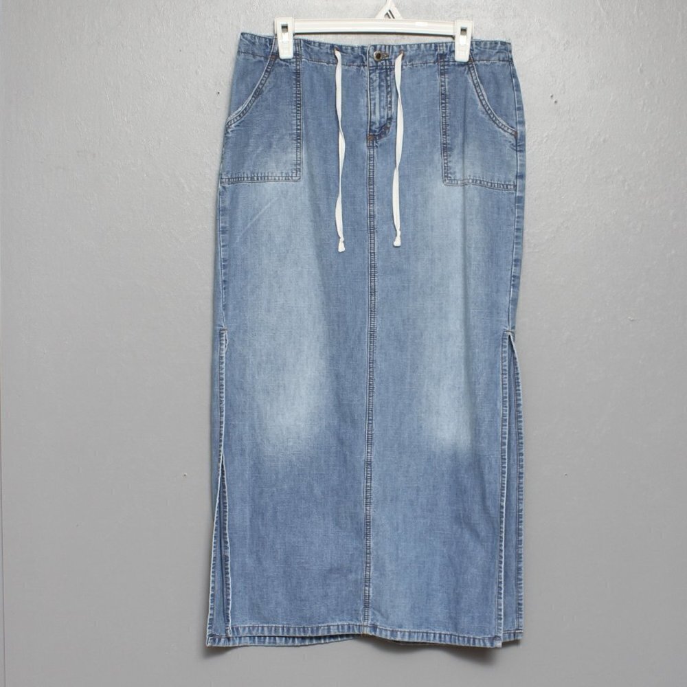 Vintage Carolina Blues 90s Y2K low rise maxi denim skirt